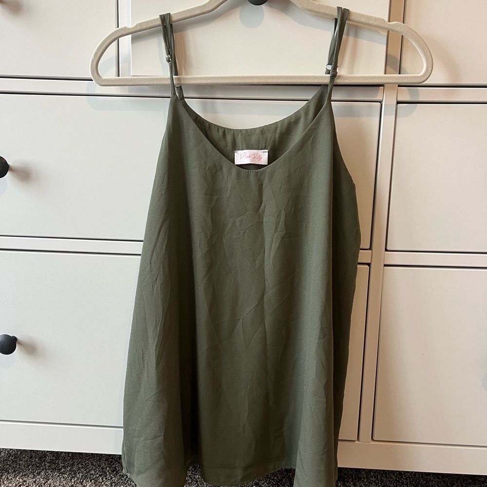Pink lily Olive Green Spaghetti Strap Top